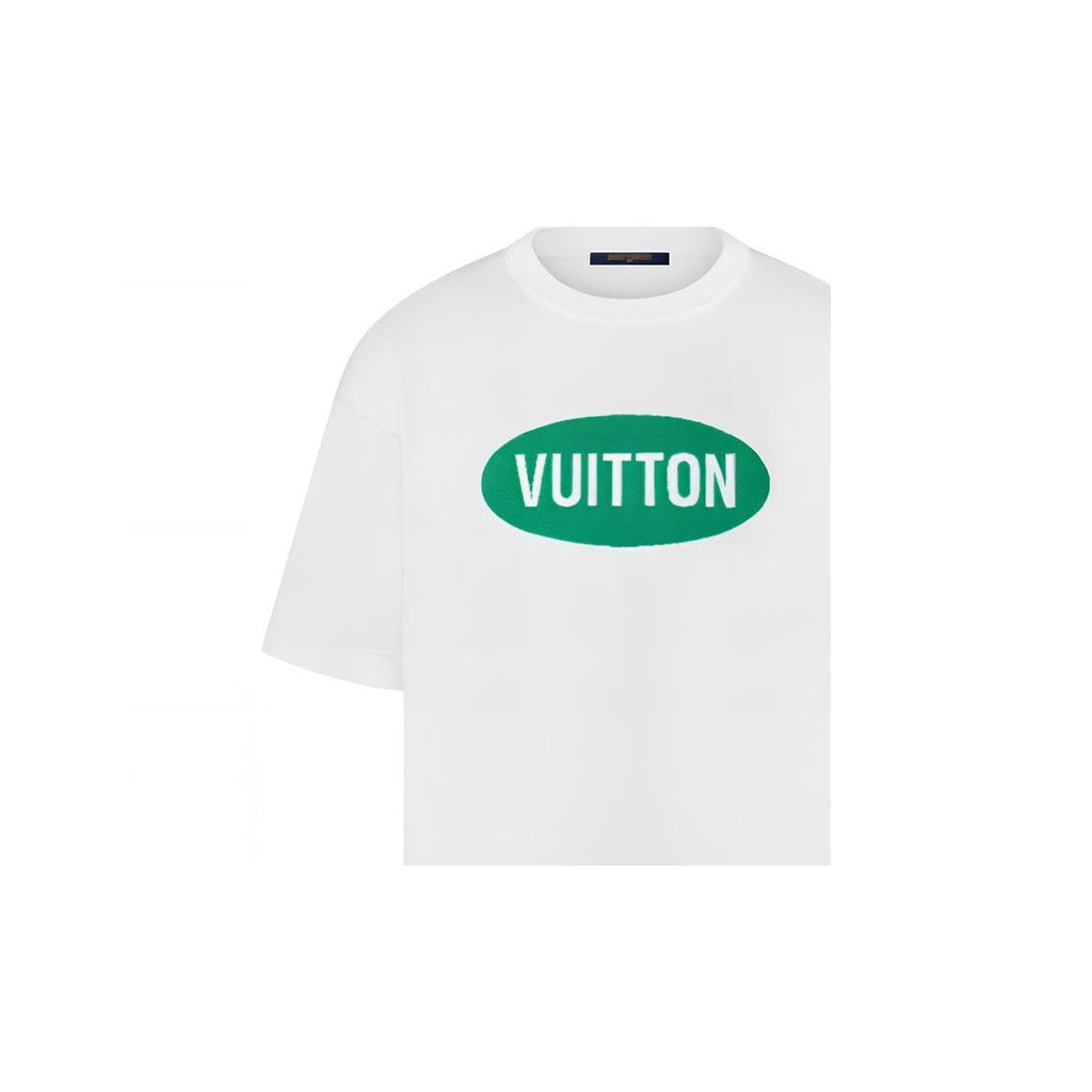 LOUIS VUITTON SS22 Kaos Lengan Pendek Kasual Potongan Lurus dengan Cetakan Huruf, Unisex, Putih