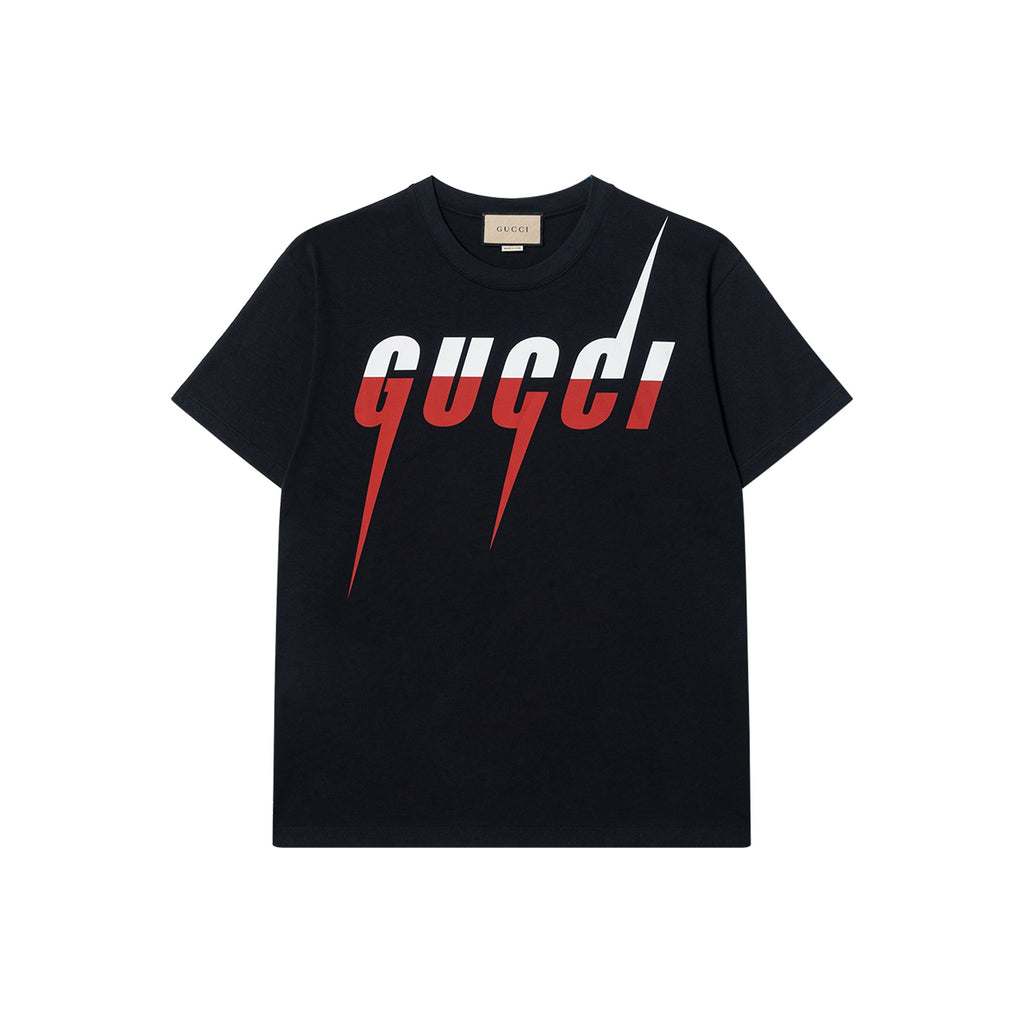 Kaos Lengan Pendek GUCCI Motif Pisau, Unisex, Hitam