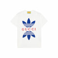 Kolaborasi GUCCI x adidas Originals SS22 Kaos Lengan Pendek Pria dengan Cetak Logo Blok Warna Geometris, Putih