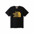 Kaos Lengan Pendek Kerah Bulat Longgar dengan Cetakan Logo GUCCI x THE NORTH FACE, Unisex, Hitam