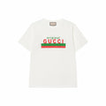 Kaos Lengan Pendek dengan Logo GUCCI, Unisex, Warna Putih Gading