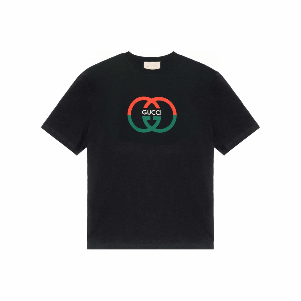 Kaos Lengan Pendek Kasual Leher Bulat dengan Cetakan Logo GUCCI SS24, Unisex