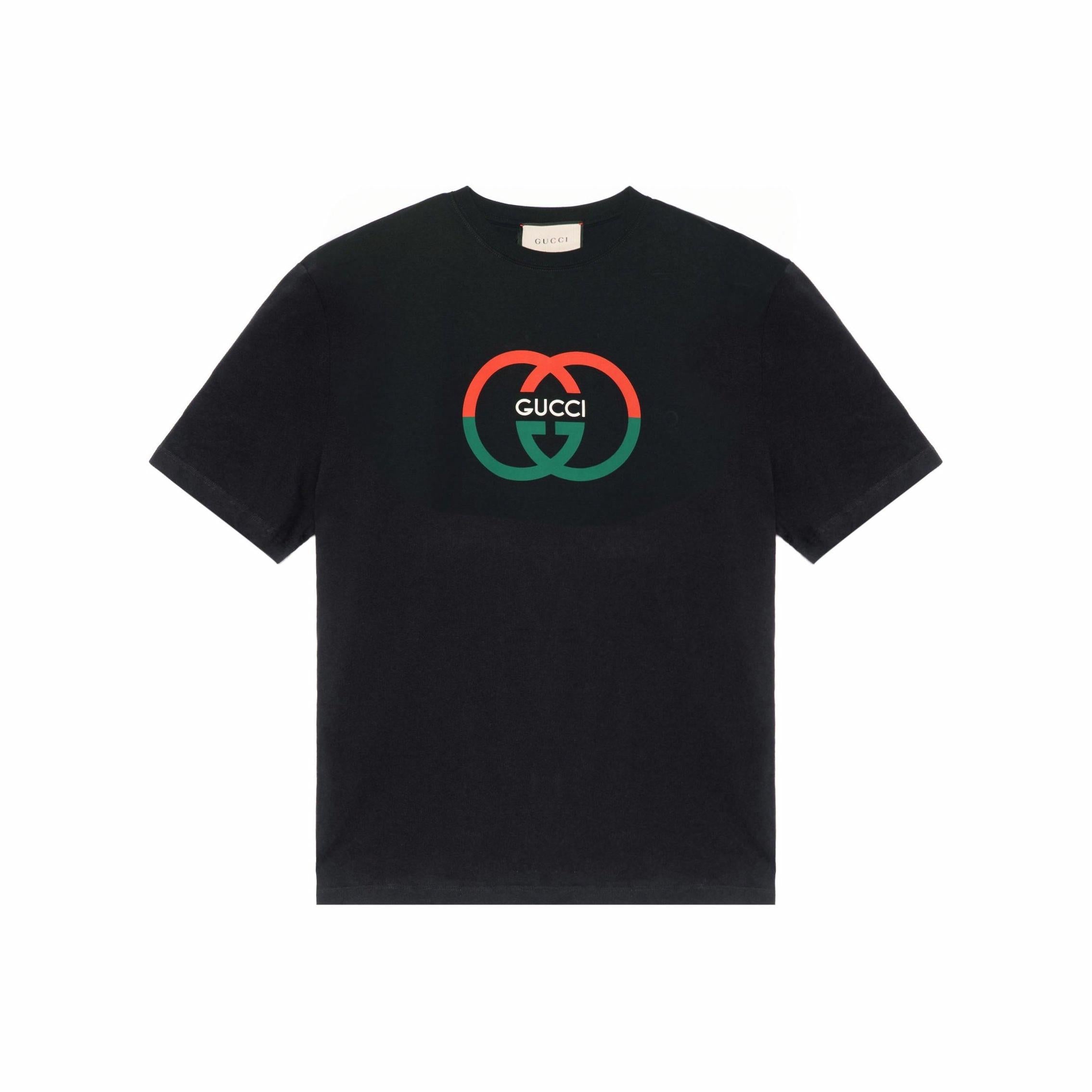 Kaos Lengan Pendek Kasual Leher Bulat dengan Cetakan Logo GUCCI SS24, Unisex