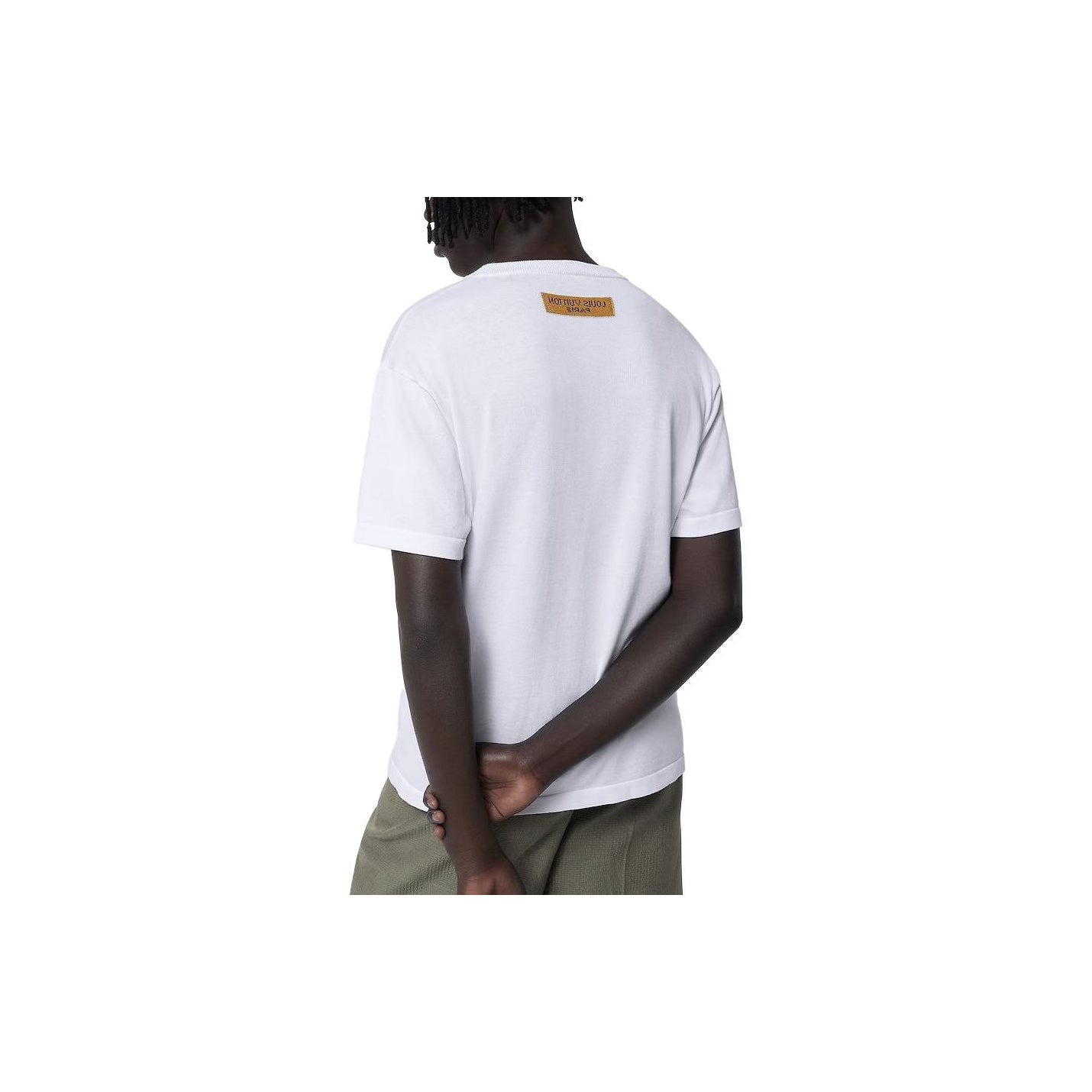 LOUIS VUITTON SS23 Kaos Lengan Pendek Leher Bulat dengan Cetakan Huruf, Unisex, Putih