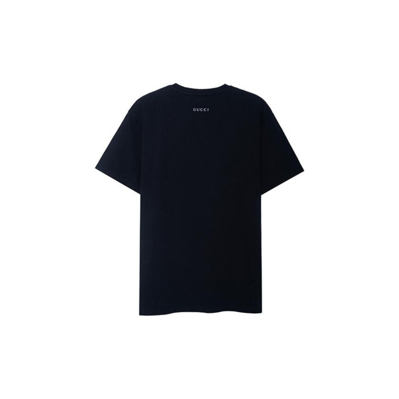 Kaos Lengan Pendek Motif Donald Duck Kolaborasi GUCCI x Disney SS21, Unisex, Hitam