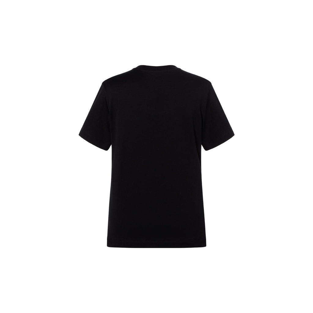 LOUIS VUITTON FW24 Koleksi By the Pool Kaos Lengan Pendek Leher Bulat dengan Logo Cetak Putih, Unisex, Hitam