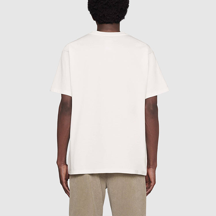 Kolaborasi GUCCI x Doraemon SS21 Edisi Spesial Kaos Lengan Pendek Kerah Bulat Longgar Motif Doraemon, Unisex, Putih