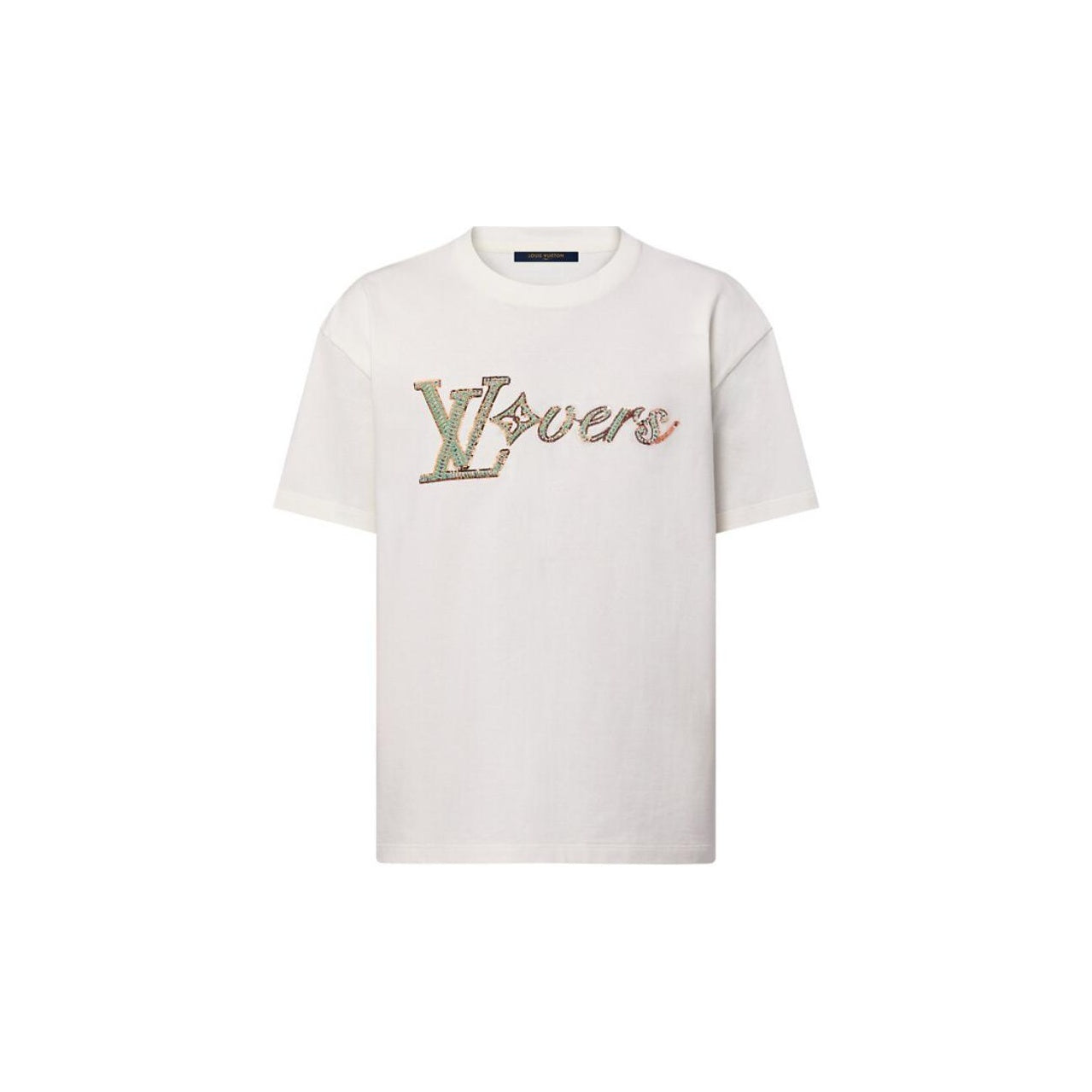 LOUIS VUITTON Logo Print Crew Neck Pullover Lengan Pendek SS24, Unisex, Putih