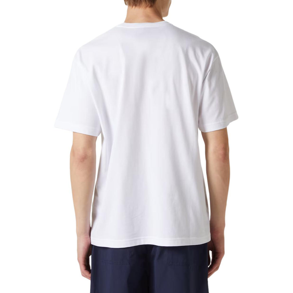 Kaos Lengan Pendek Leher Bulat Katun Rajut Bermotif Koleksi Awal Musim Gugur GUCCI Lido FW25, Unisex, Putih