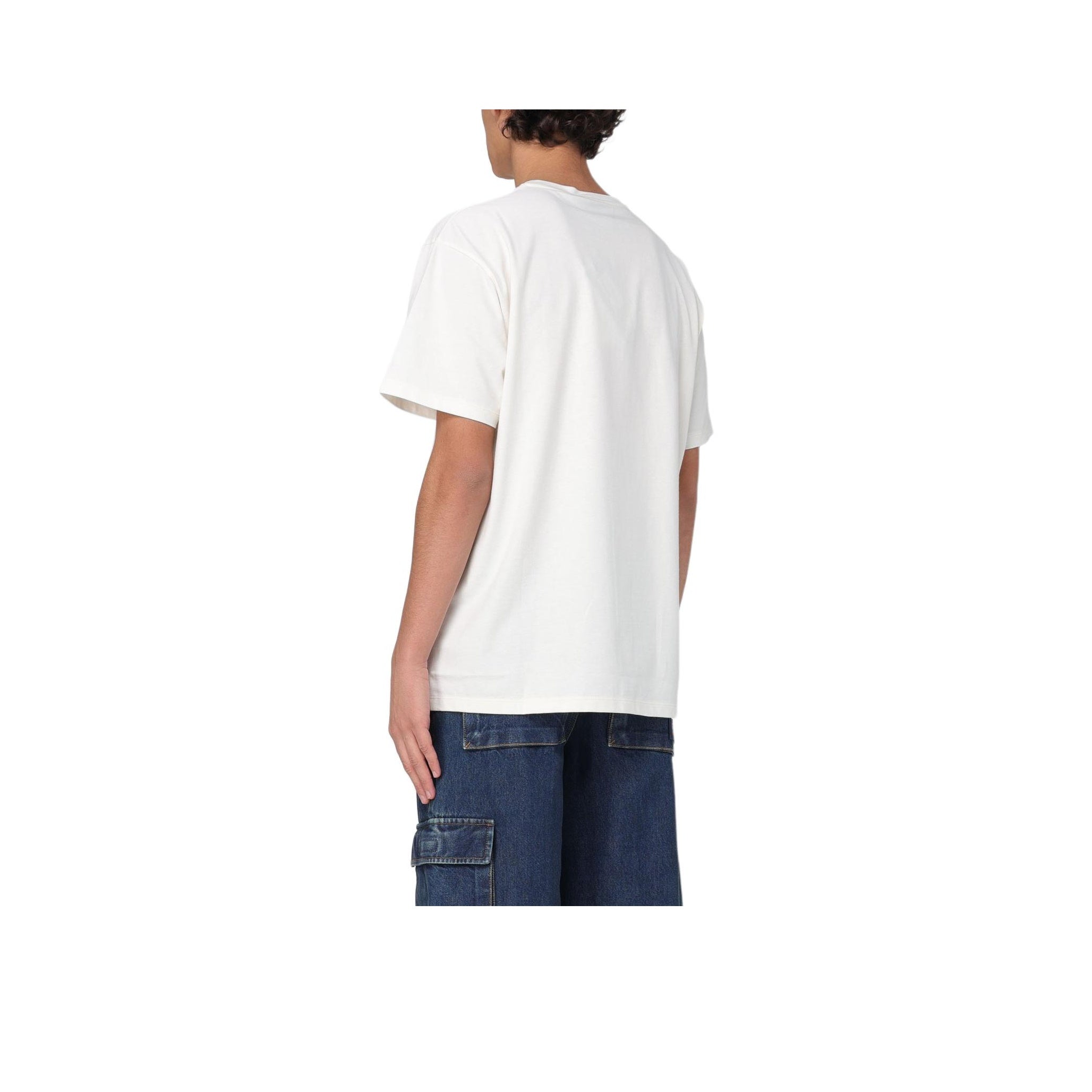 Kaos Lengan Pendek Leher Bulat dengan Cetakan Logo GUCCI SS24, Unisex, Putih