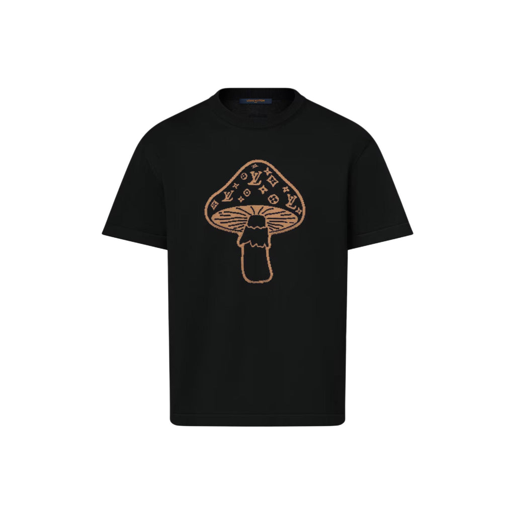 LOUIS VUITTON SS26 Koleksi Musim Semi Awal Pria Kaos Lengan Pendek Leher Bulat Motif Jamur Intarsia (Unisex)