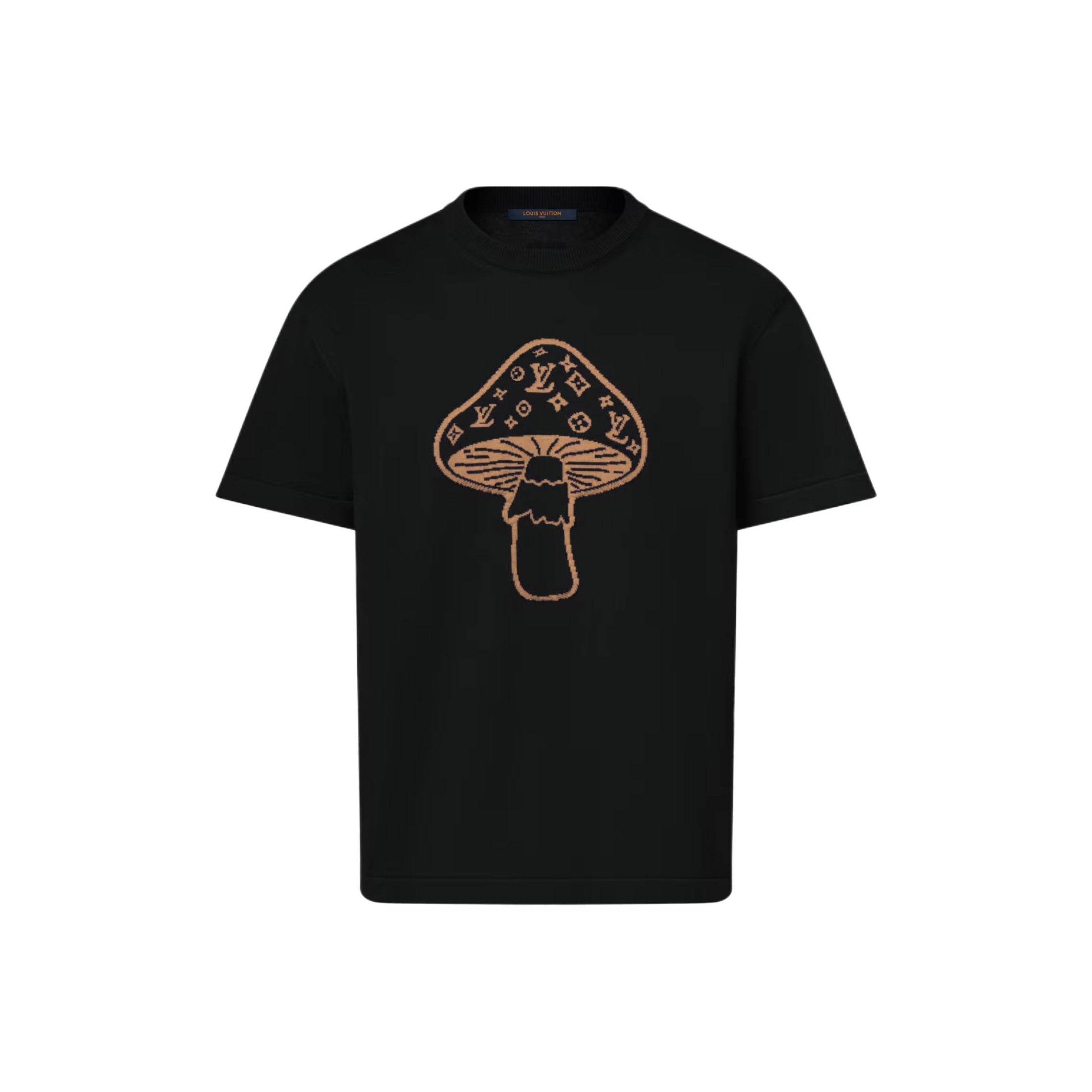 LOUIS VUITTON SS26 Koleksi Musim Semi Awal Pria Kaos Lengan Pendek Leher Bulat Motif Jamur Intarsia (Unisex)