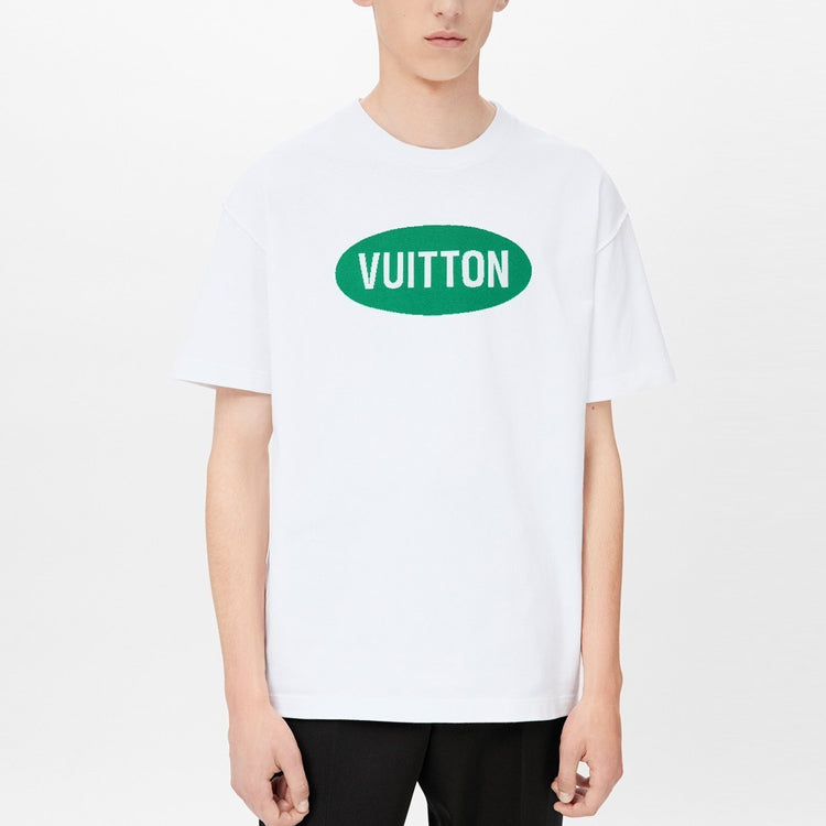 LOUIS VUITTON SS22 Kaos Lengan Pendek Kasual Potongan Lurus dengan Cetakan Huruf, Unisex, Putih