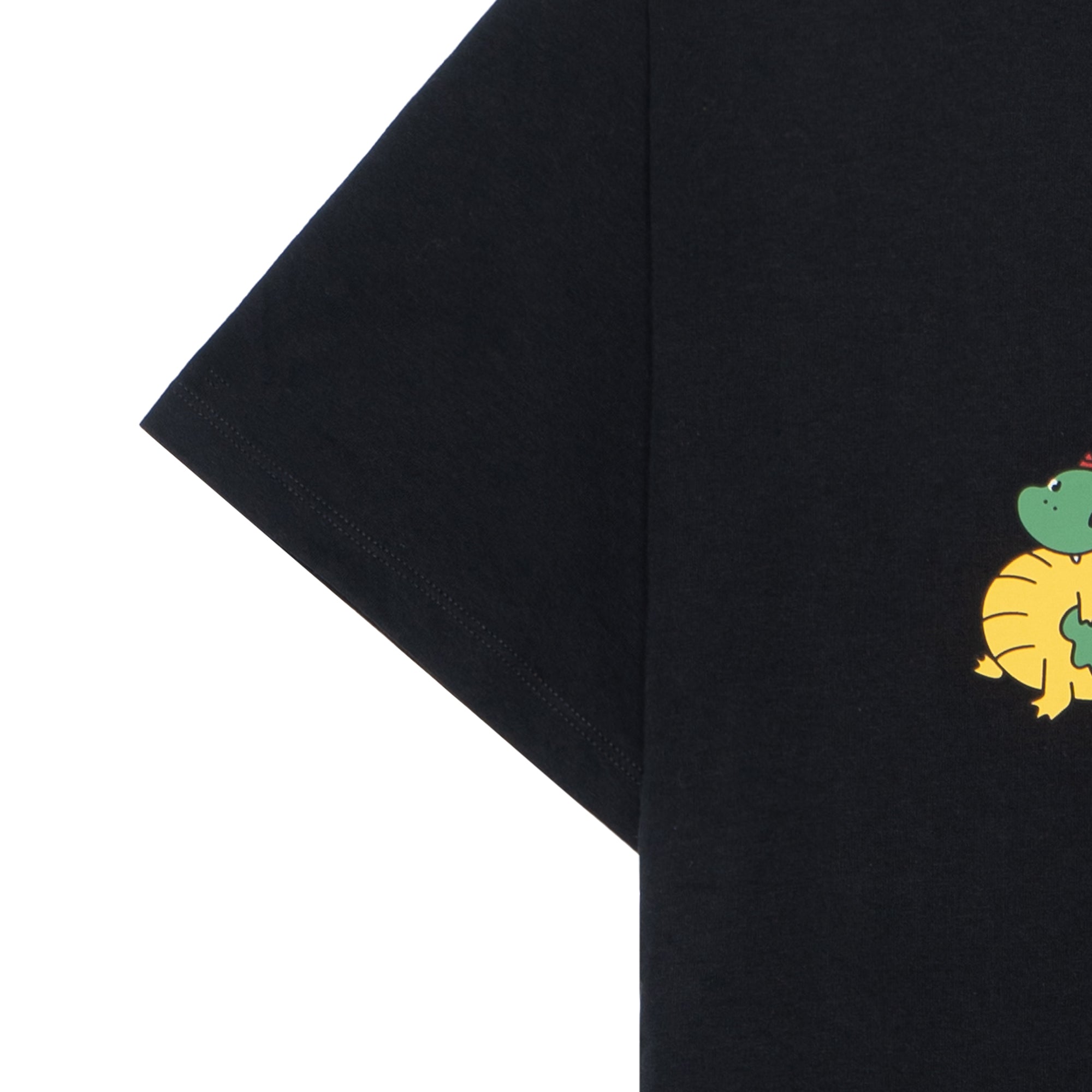 Kaos Lengan Pendek GUCCI SS24 Logo Naga Bayi, Unisex, Hitam