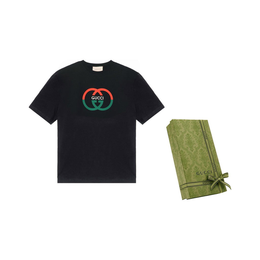 Kaos Lengan Pendek Kasual Leher Bulat dengan Cetakan Logo GUCCI SS24, Unisex
