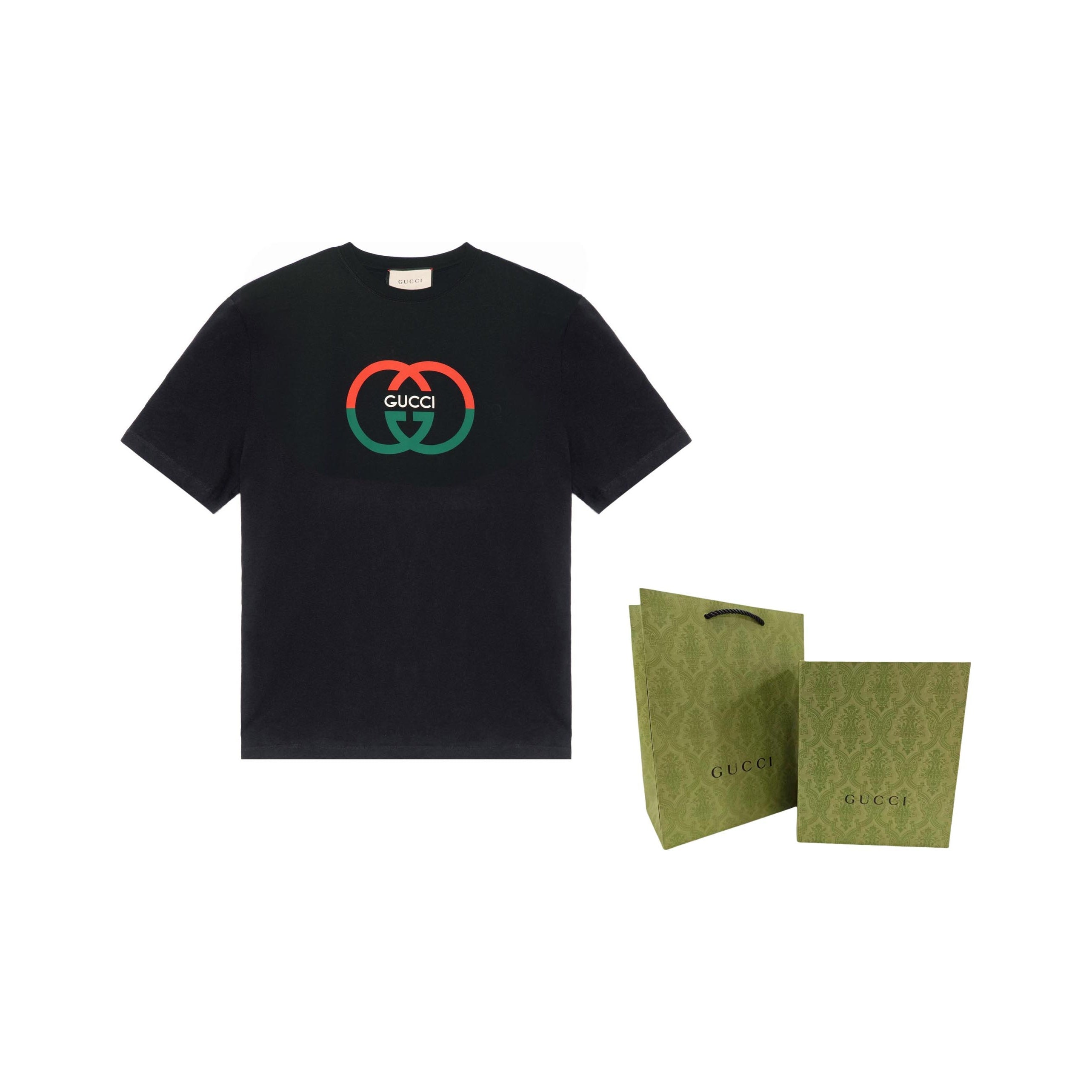 Kaos Lengan Pendek Kasual Leher Bulat dengan Cetakan Logo GUCCI SS24, Unisex