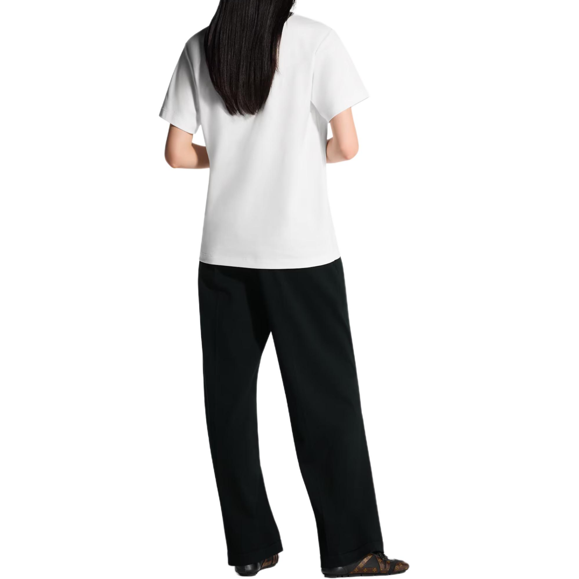 Kaos Lengan Pendek Leher Bulat dengan Detail Rantai LOUIS VUITTON, Unisex, Putih