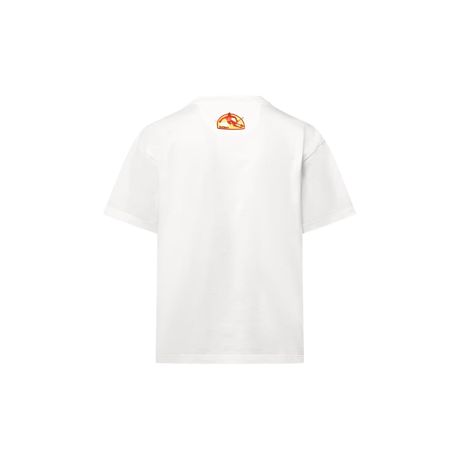 LOUIS VUITTON SKI Ski Collection FW24 Kaos Lengan Pendek Leher Bulat Bahu Jatuh Bermotif, Unisex, Putih