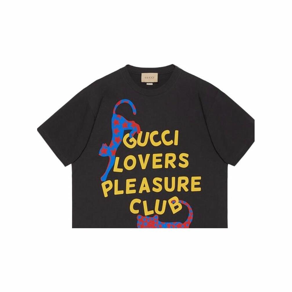 Kaos Lengan Pendek Rajut Polos GUCCI SS23 dengan Cetakan Huruf, Unisex, Hitam