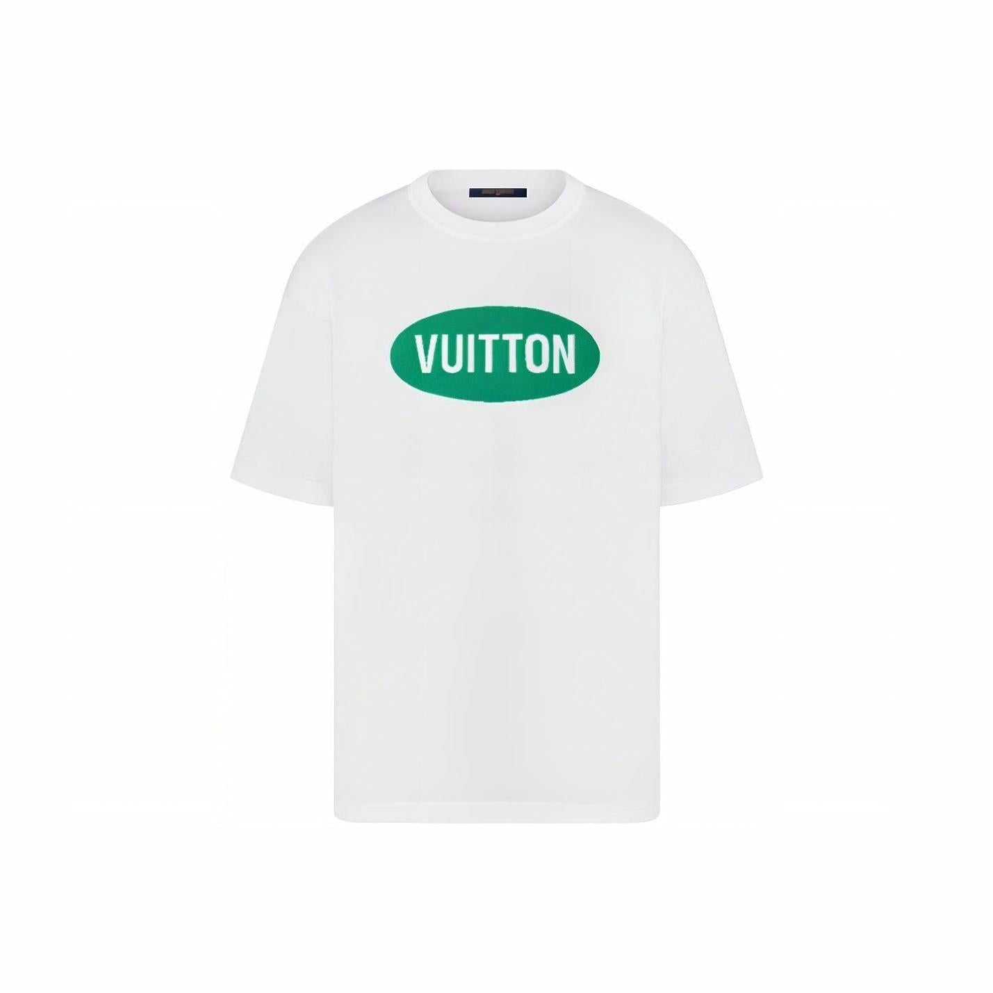 LOUIS VUITTON SS22 Kaos Lengan Pendek Kasual Potongan Lurus dengan Cetakan Huruf, Unisex, Putih