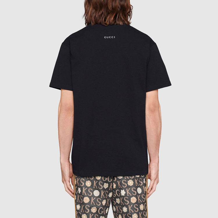 Kaos Lengan Pendek Motif Donald Duck Kolaborasi GUCCI x Disney SS21, Unisex, Hitam