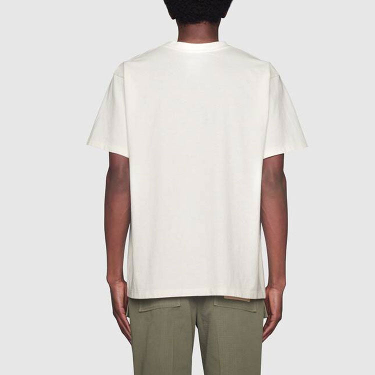 Kaos Lengan Pendek Leher Bulat Ukuran Besar dengan Cetakan Logo GUCCI x THE NORTH FACE, Unisex, Putih