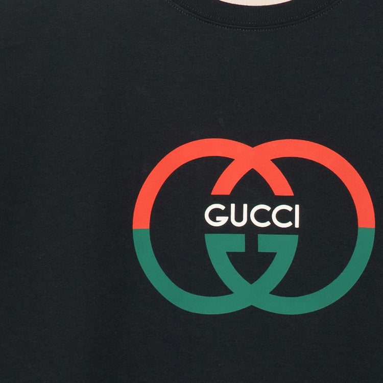Kaos Lengan Pendek Kasual Leher Bulat dengan Cetakan Logo GUCCI SS24, Unisex