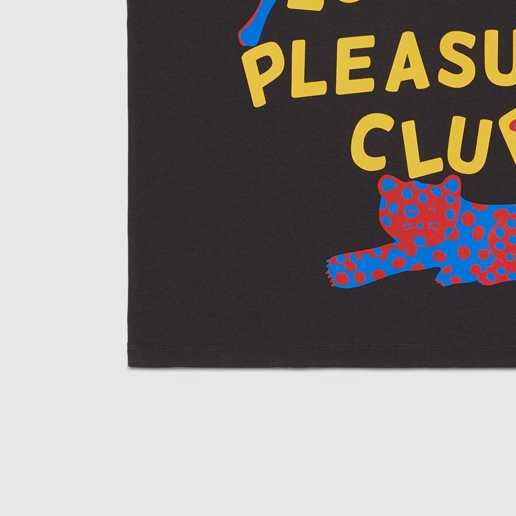 Kaos Lengan Pendek Rajut Polos GUCCI SS23 dengan Cetakan Huruf, Unisex, Hitam