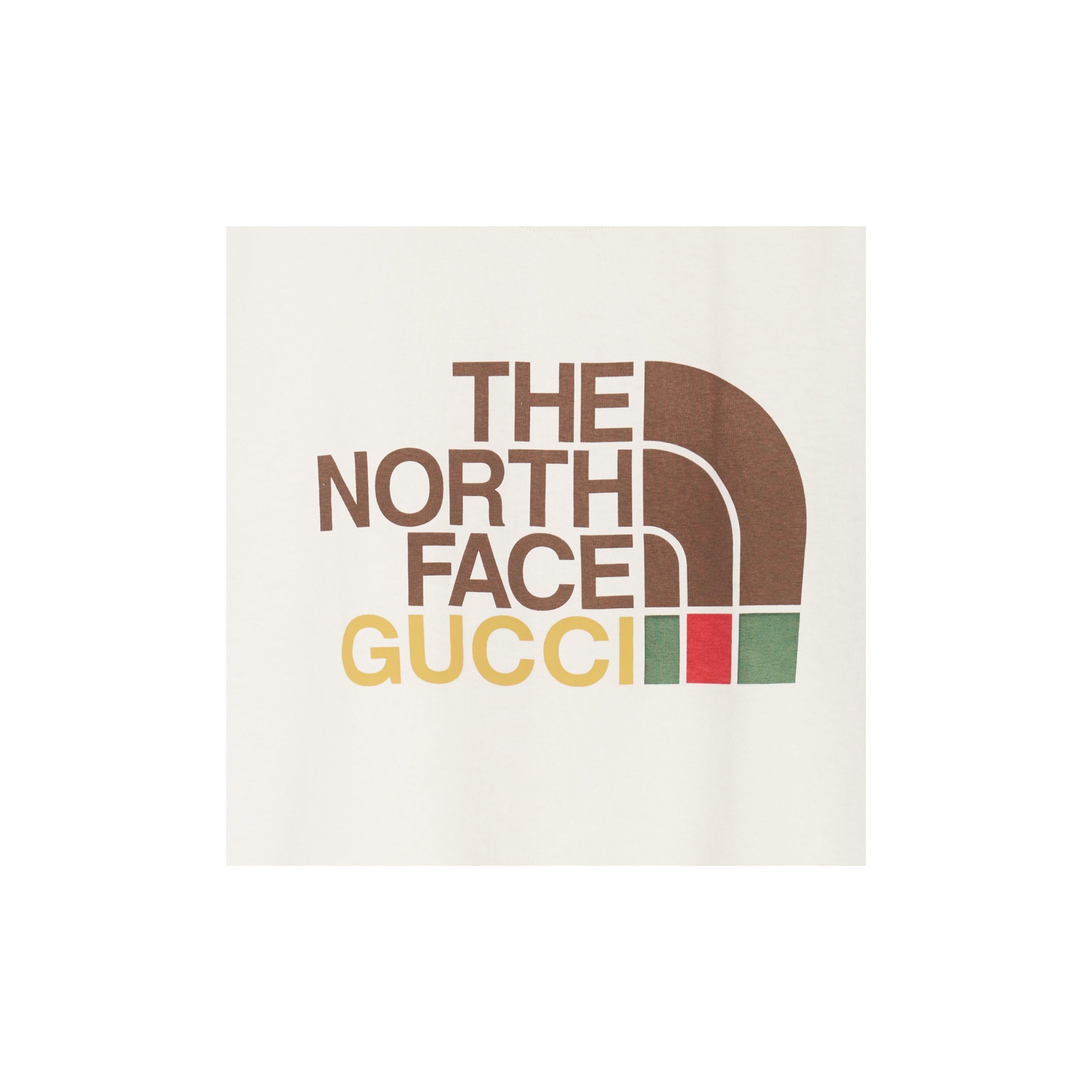 Kaos Lengan Pendek Leher Bulat Ukuran Besar dengan Cetakan Logo GUCCI x THE NORTH FACE, Unisex, Putih