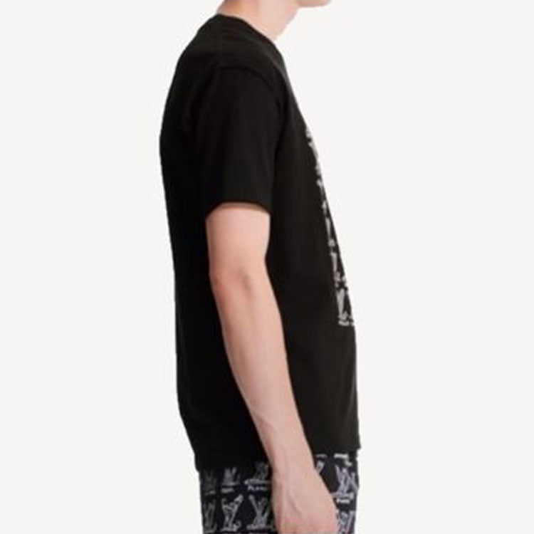 Kaos Lengan Pendek Leher Bulat dengan Cetakan Logo LOUIS VUITTON, Unisex, Hitam