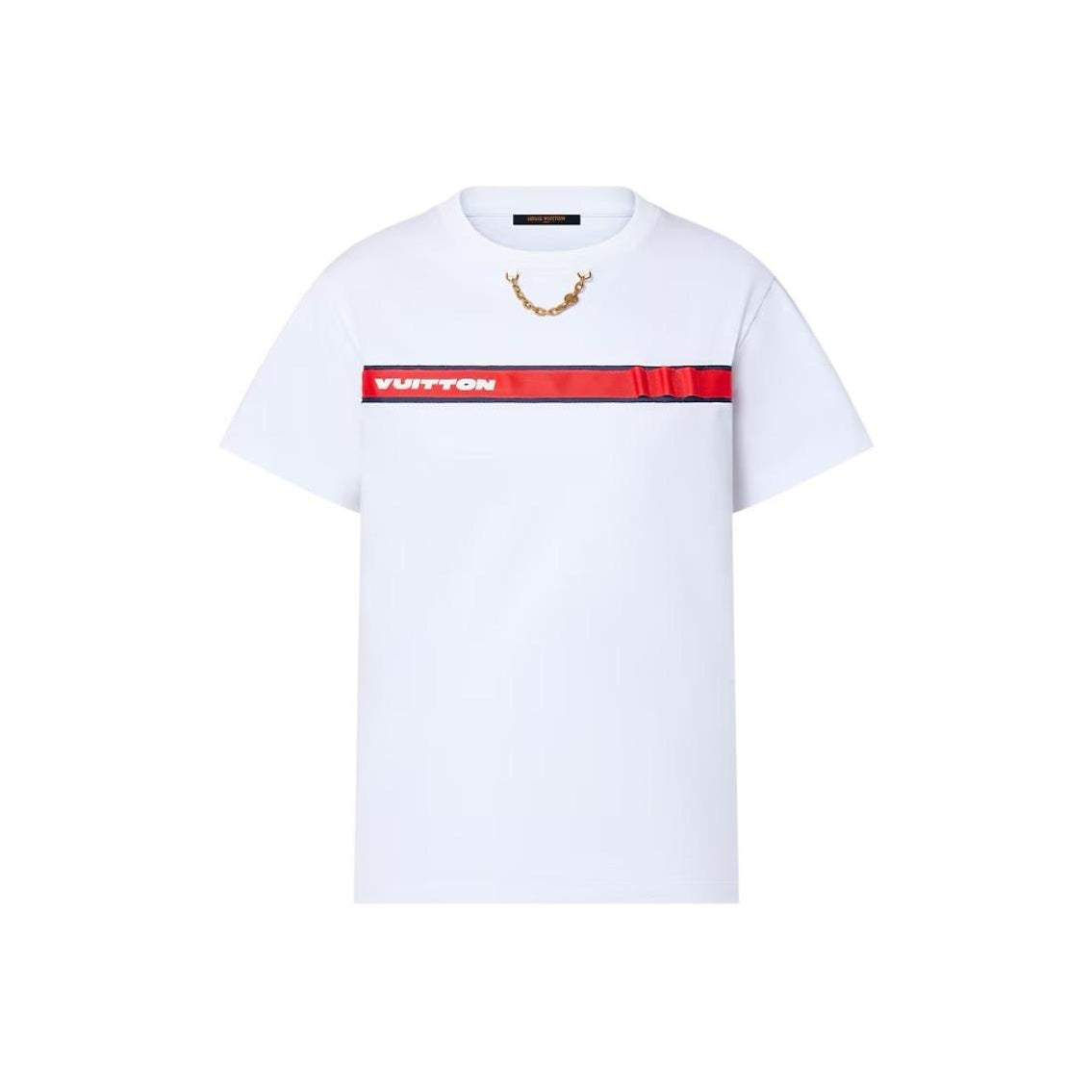 LOUIS VUITTON x America's Cup FW24 Kaos Lengan Pendek Kerah Bulat dengan Cetak Logo, Unisex, Putih