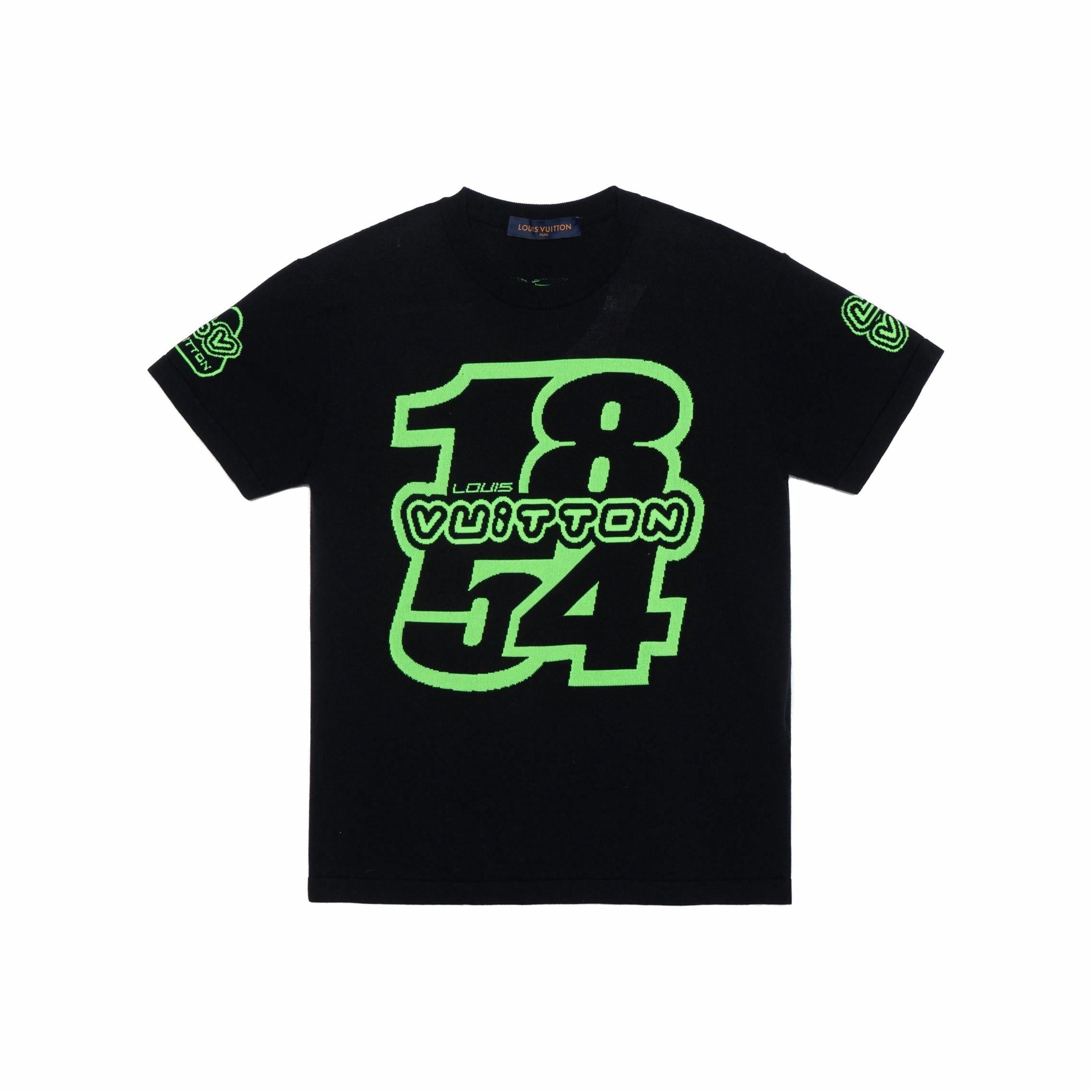 Kaos Lengan Pendek Leher Bulat LOUIS VUITTON FW22 dengan Cetakan Angka dan Huruf, Unisex, Hitam