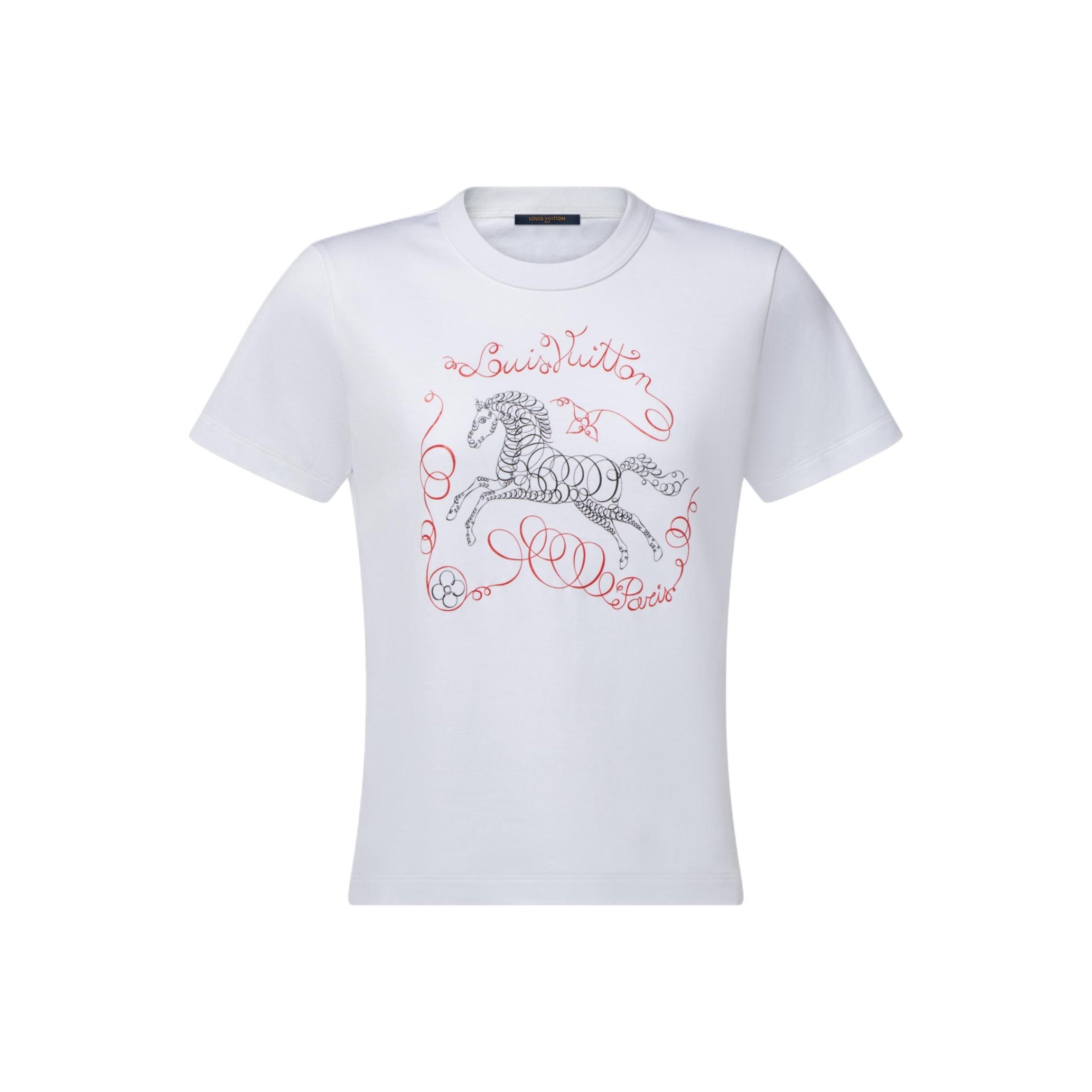 LOUIS VUITTON Kaos Lengan Pendek Leher Bulat Motif Kuda FW25 (Unisex)