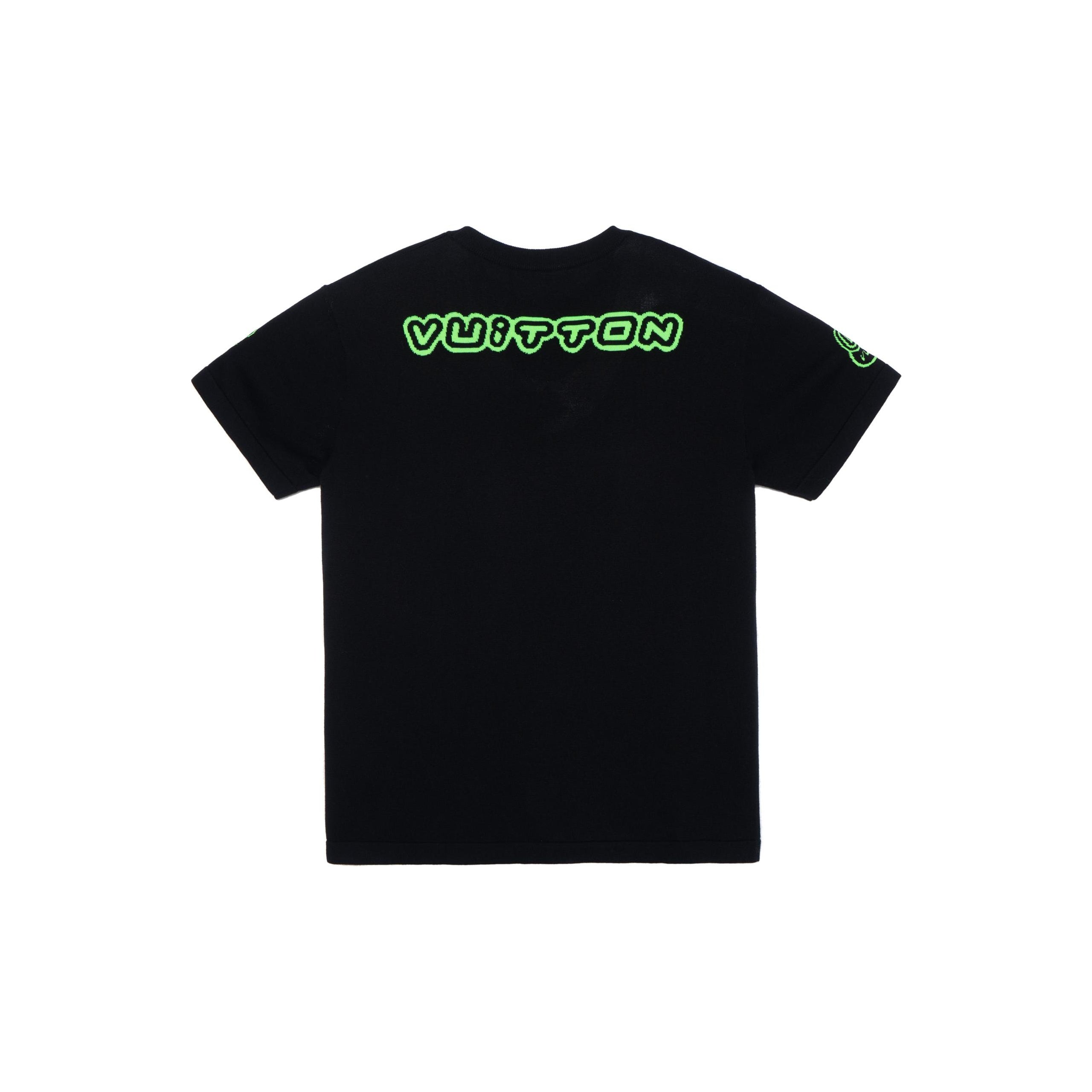 Kaos Lengan Pendek Leher Bulat LOUIS VUITTON FW22 dengan Cetakan Angka dan Huruf, Unisex, Hitam