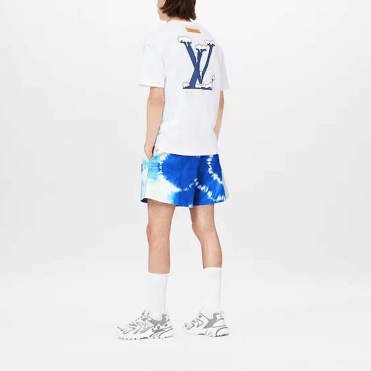 Kaos Lengan Pendek LOUIS VUITTON SS22 dengan Cetakan Logo, Unisex, Putih